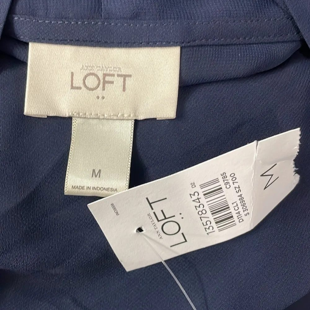 Loft Navy Sheer Tie Blouse - Image 5