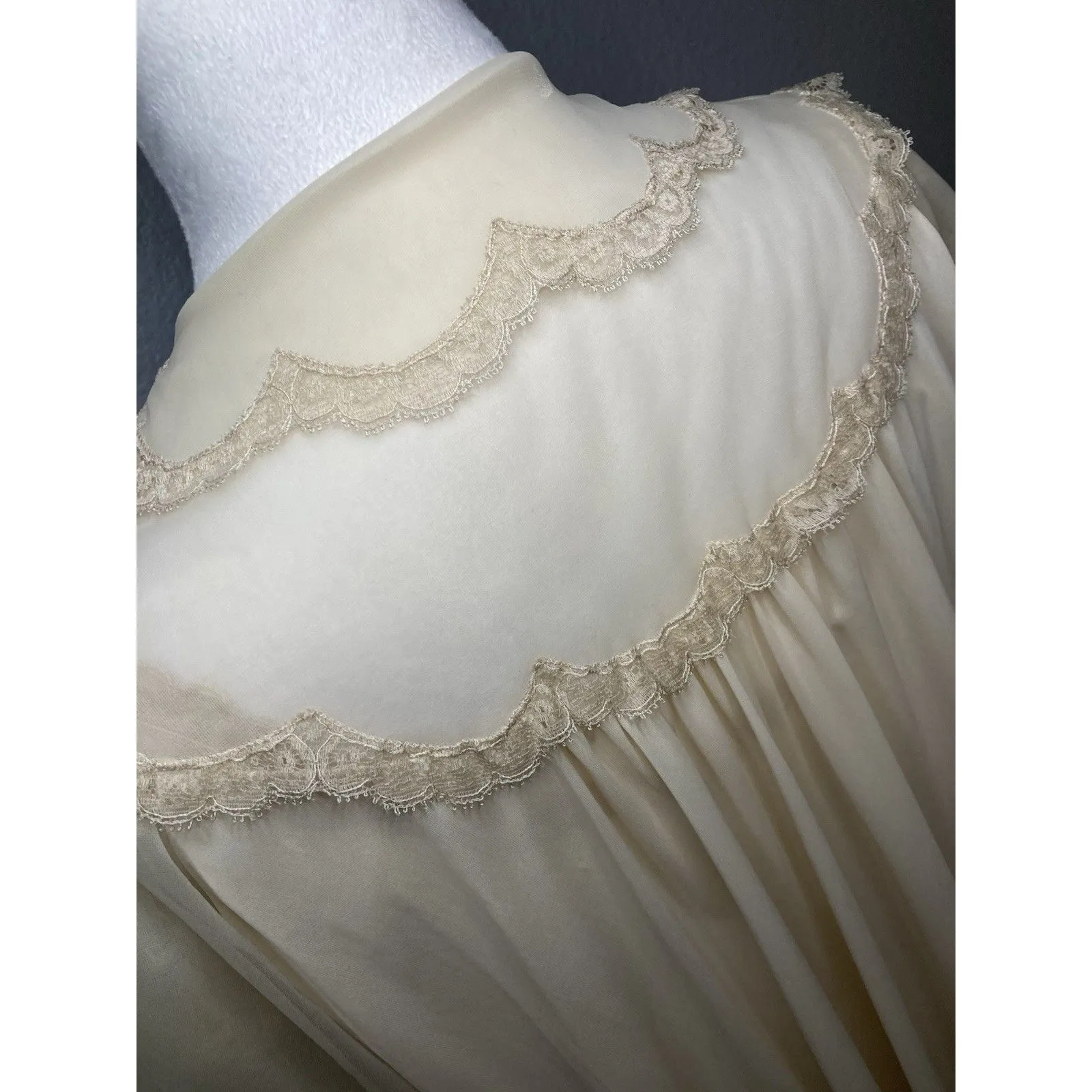 Vintage 40s/50s Artemis Nightgown Robe 32 Peignoir Set Chiffon Lace Lingerie - Image 16