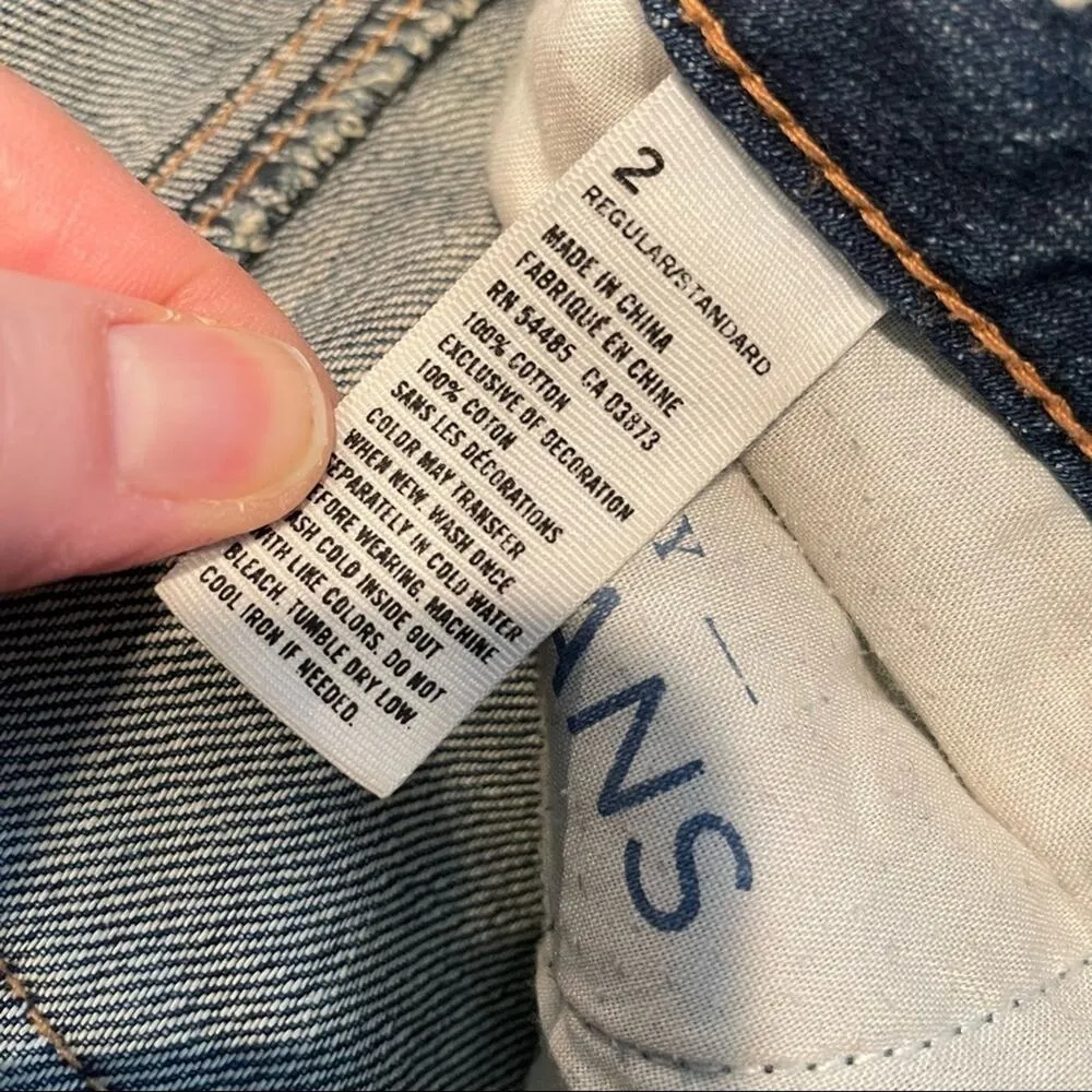 American Eagle Boy Crop Distressed Boyfriend Jeans Womens 2 Blue Baggy Casual - Image 4