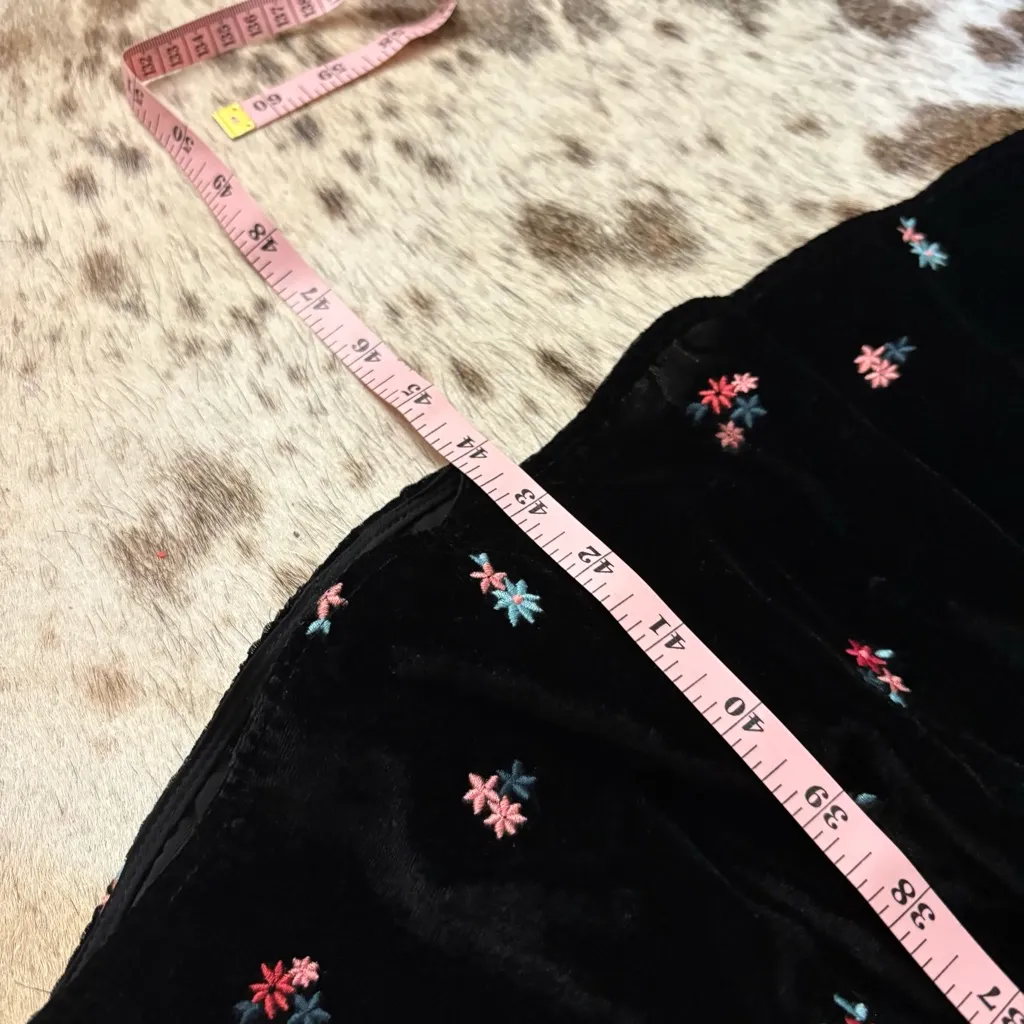 SEZANE Velvet Titiane Dress Midi Floral Embroidered In Noir Broderie Size 34 NWT - Image 11