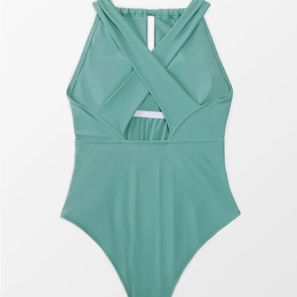 NWT‎ CUPSHE Tie Front One Piece Swimsuit High Neck Design with Removable Padding - Image 6