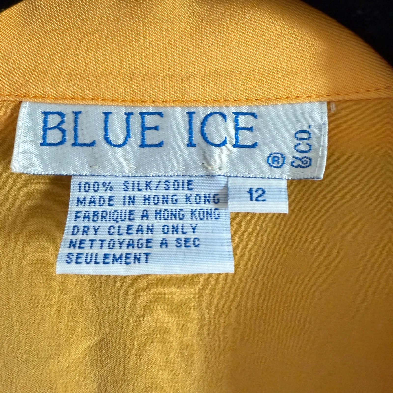 90s Vintage BLUE ICE Silk Western Embroidered Beaded Short Sleeve blouse Size 12 Yellow - Image 5