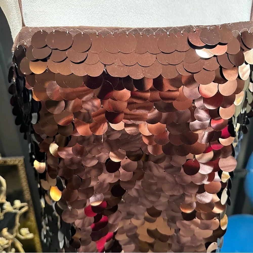 Brown Sleeveless Paillette Mini Party Shift Dress from A New Day Size Small NWT - Image 3