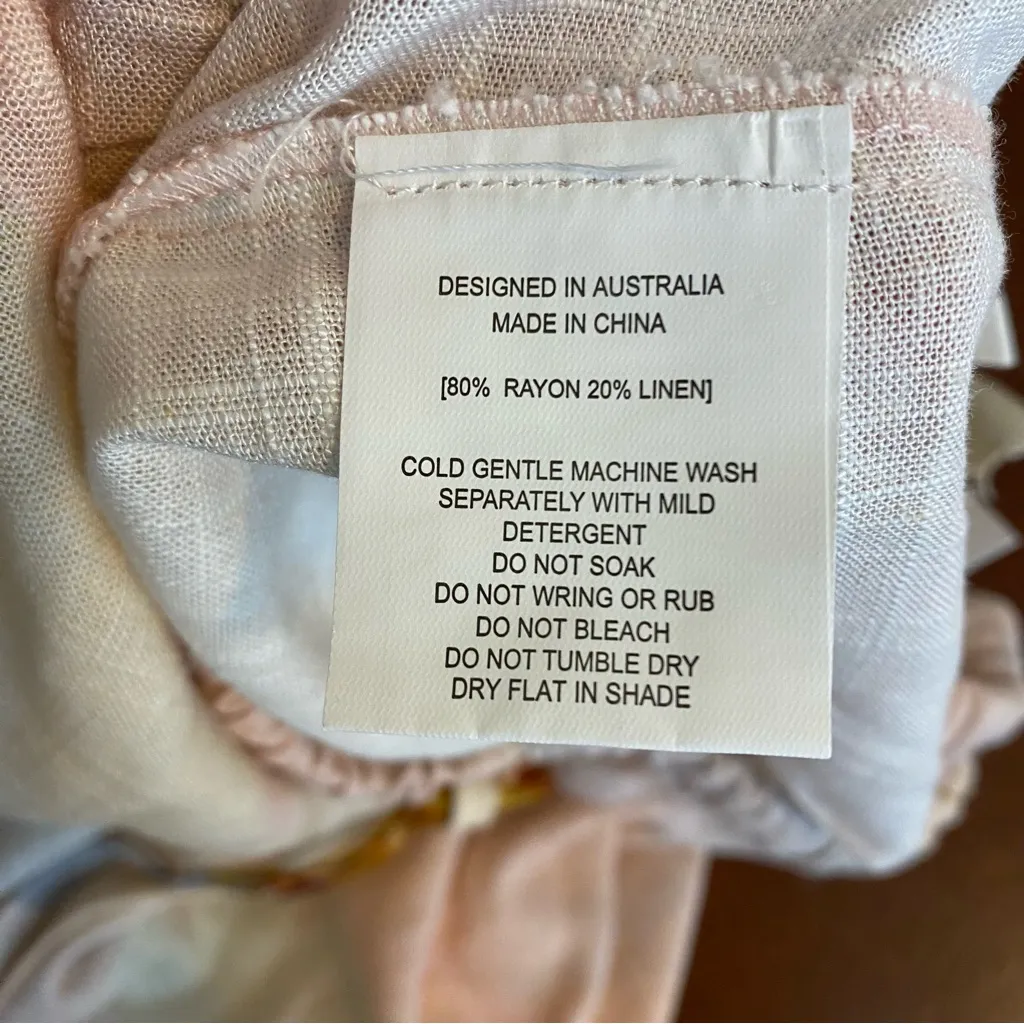 Label Of‎ Love Anthropologie Tropical wide leg Pants size small linen blend NWT Pink - Image 6