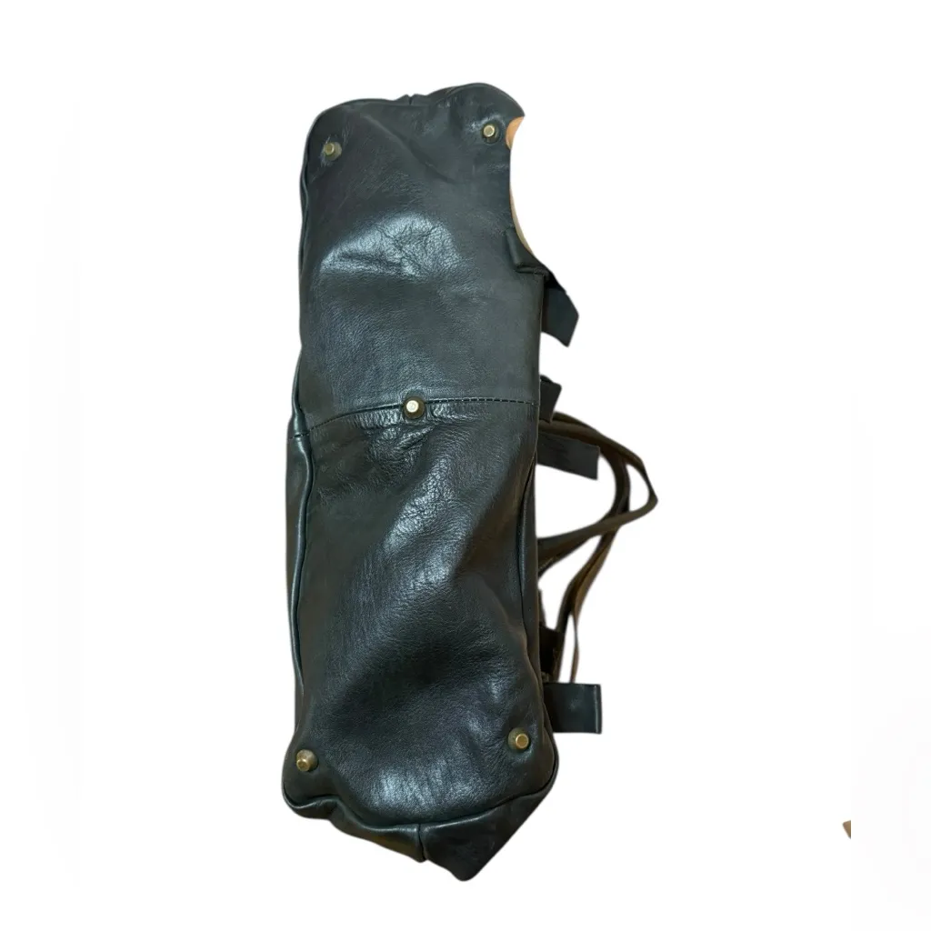 Costanza Rota Italian Leather Large Leather Studded Tassel Tote Bag Black - Image 4