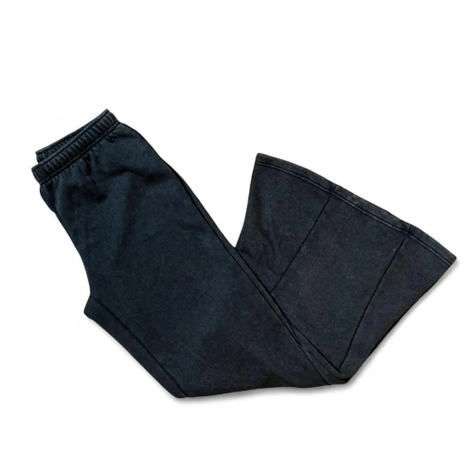 Y2K Out From Under Black Wash Flare Sweatpants Lounge Pants Womens Size L - Image 2