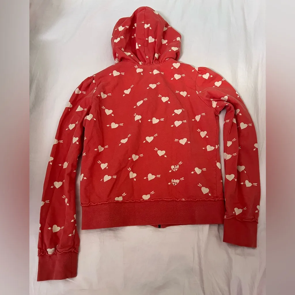 Vintage Y2K Red Heart Pattern Women's Jacket Size M - Image 3