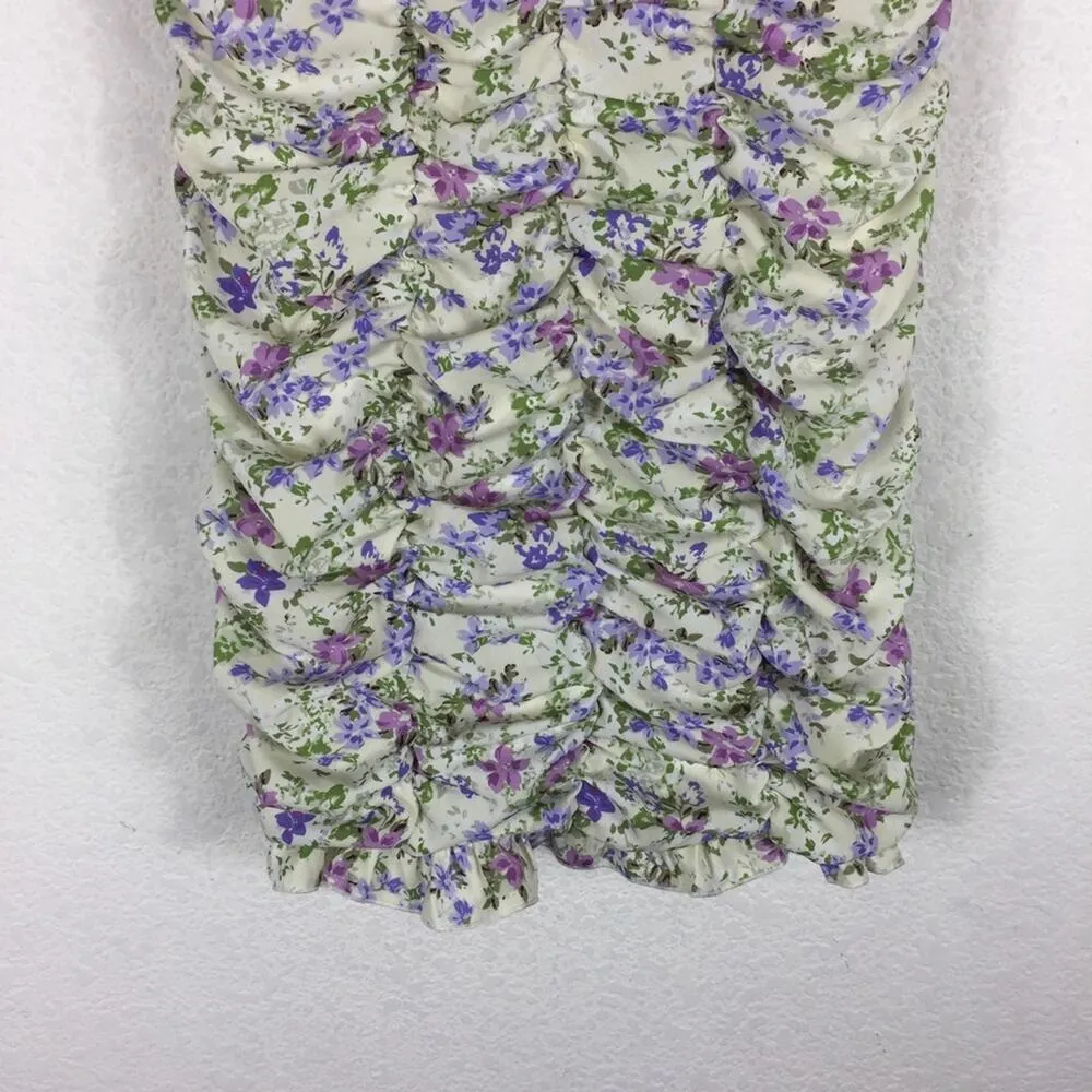 Lulus Love Bloom Cream Floral Print Ruched Off-the-Shoulder Mini Dress Large - Image 10