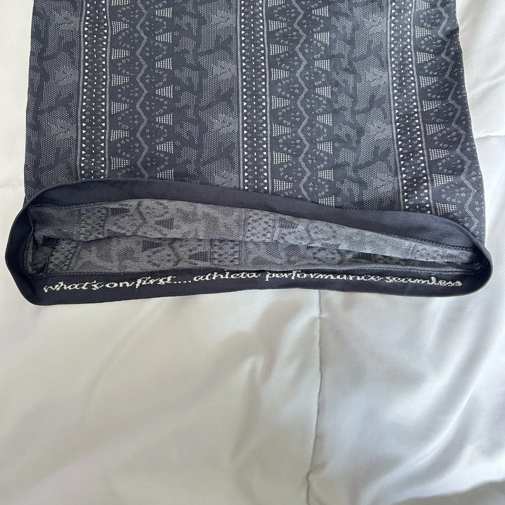 Athleta Tank Top Women Small Gray Geometric Yoga Shelf Bra Athleisure Seamless - Image 2