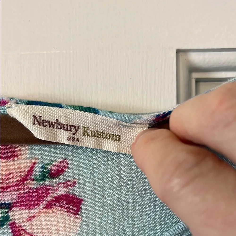 Newbury Kustom Blue and Pink Blouse with Floral Print and Flared Sleeves - Image 3