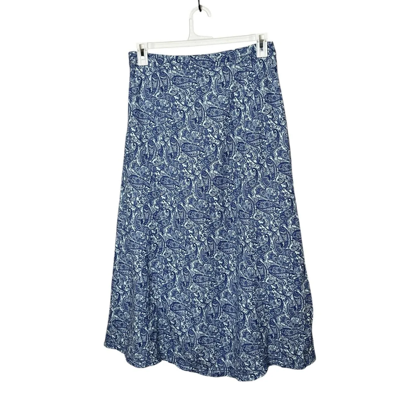 L.L.Bean Blue Paisley Print 100% Linen Maxi A - Image 4