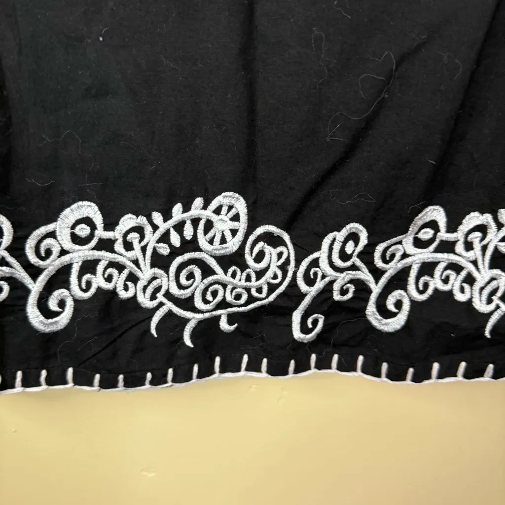 Vintage Prana Skirt Size 10 Womens Black Embroidered 100%‎ Cotton Mini - Image 2