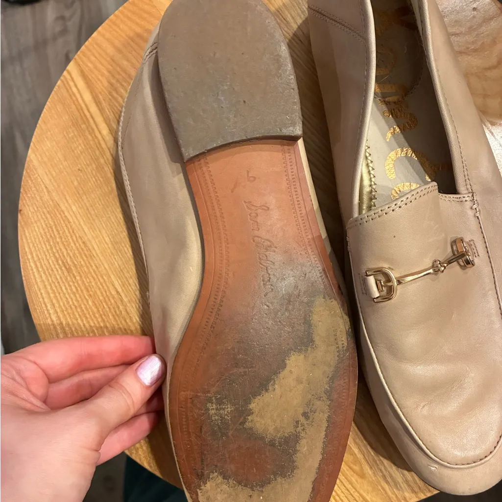 Sam Edelman  Beige Loafers with Gold Detail - Image 2