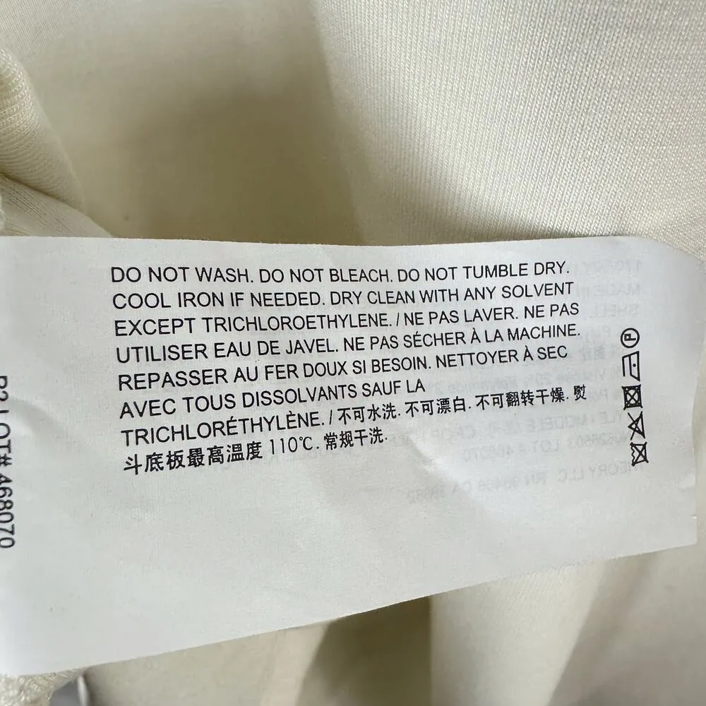 THEORY Cropped Half-Zip Viscose Sweatshirt Size XL Ivory - Image 5