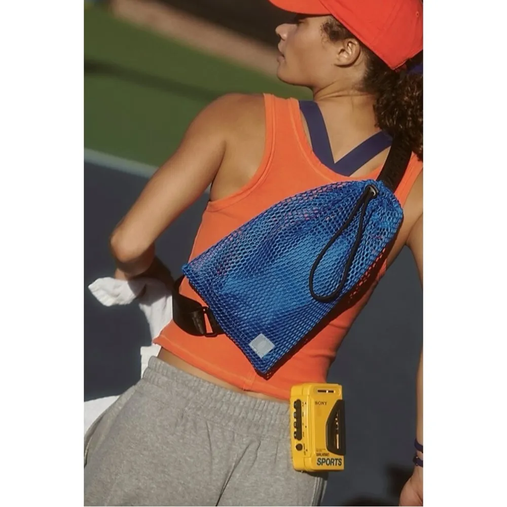Free People FP Movement Mini Mesh Sling Bag in Lapis Royal Blue NWOT New - Image 7