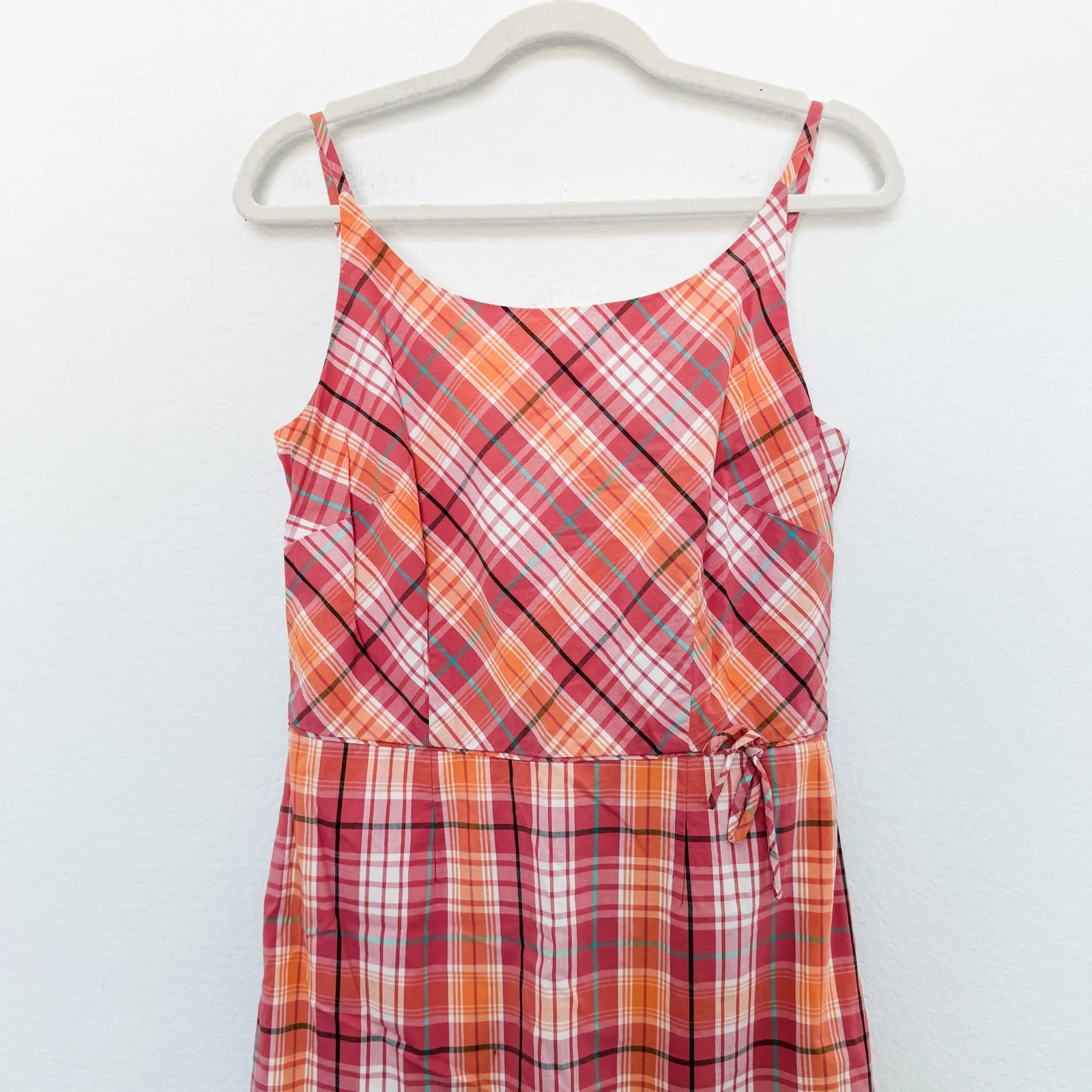 Ann Taylor Plaid Sundress Red Orange‎ Pink Size 6 Y2K Preppy Retro Summer Vacay - Image 2