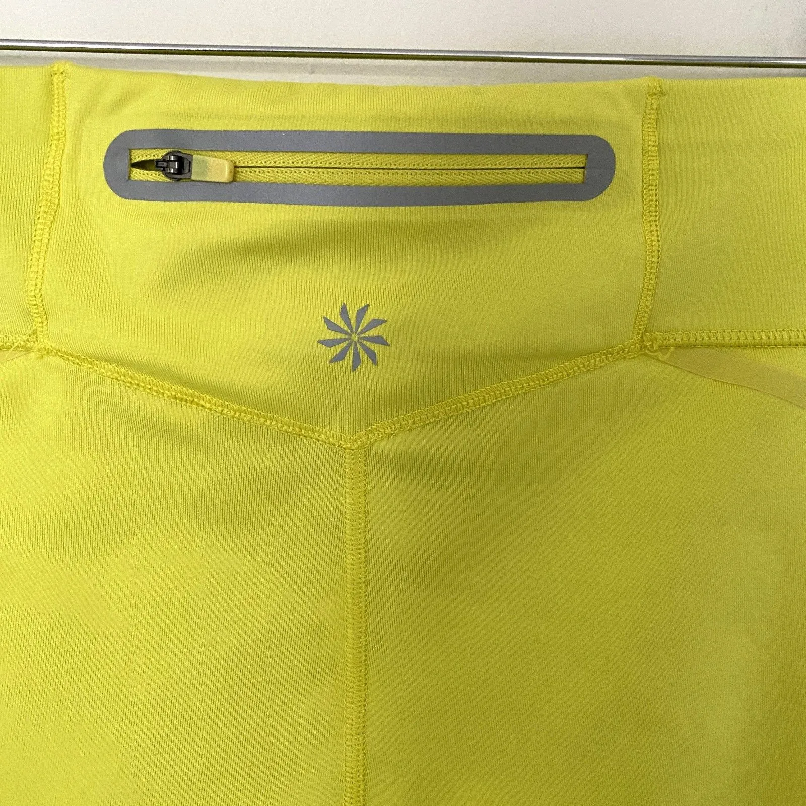 Athleta Stride Capri Leggings Aloha Yellow Back Zipper Pocket Activewear Sz M - Image 5
