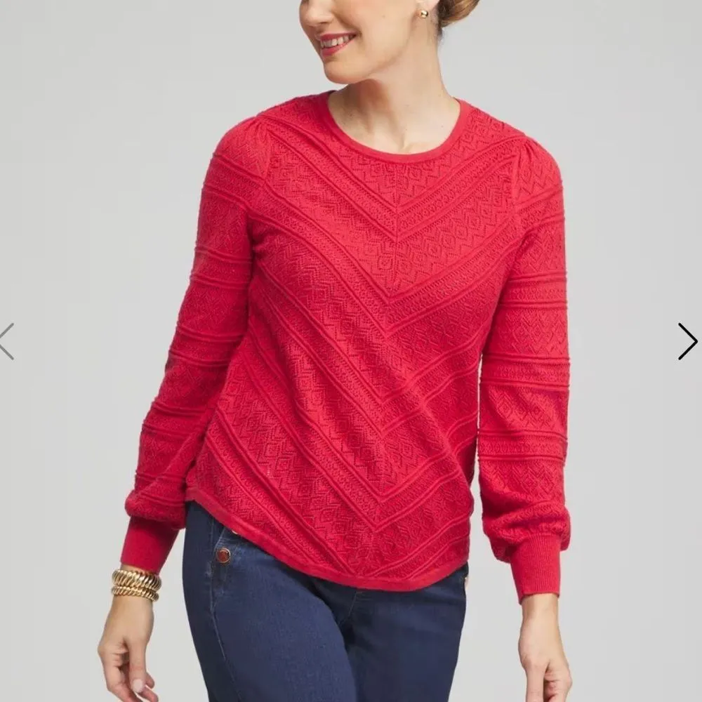 Chico’s Pointelle Cashmere Blend Pullover Sweater size XXL - Image 2