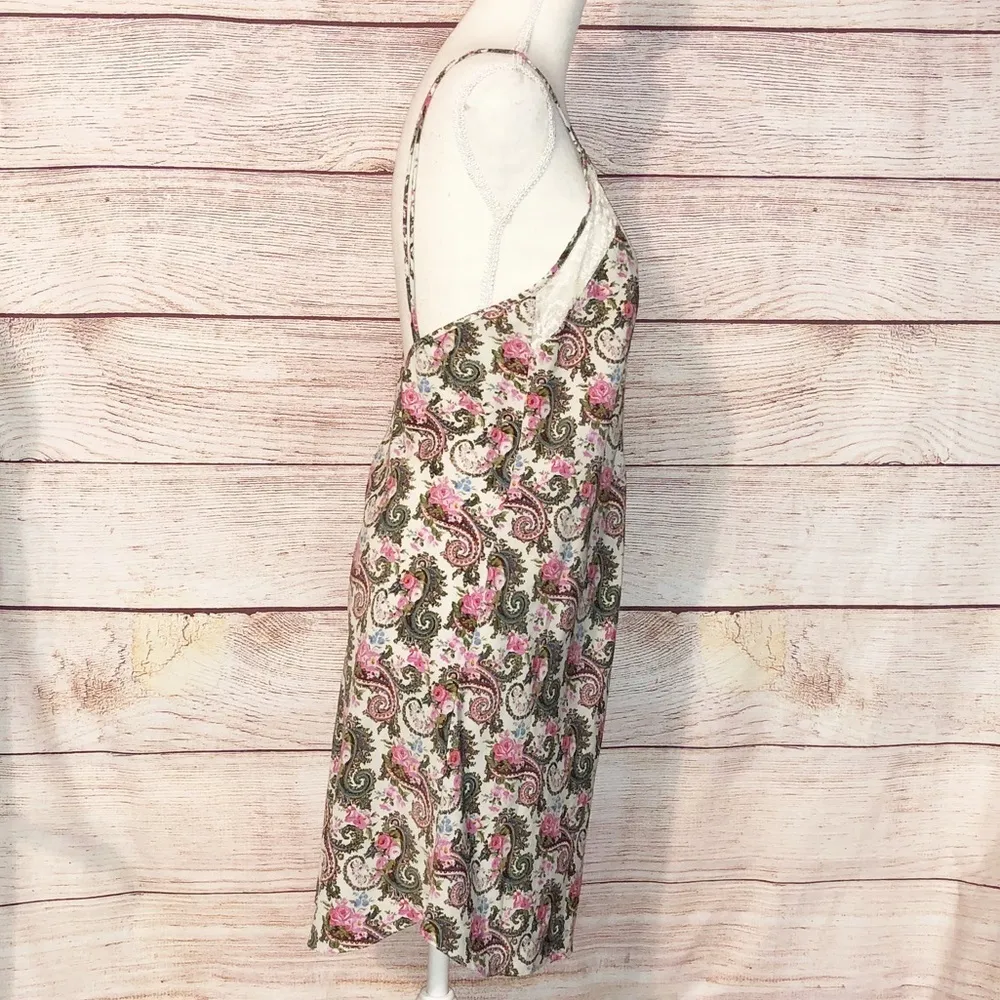 Vintage Victoria Secret Gold Label Paisley Slip Nightie Size L - Image 3