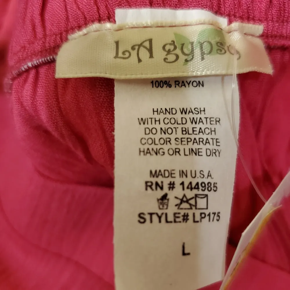 LA Gypsy Pink Rayon Shorts With Bungee Strings On Side Junior Large - Image 4