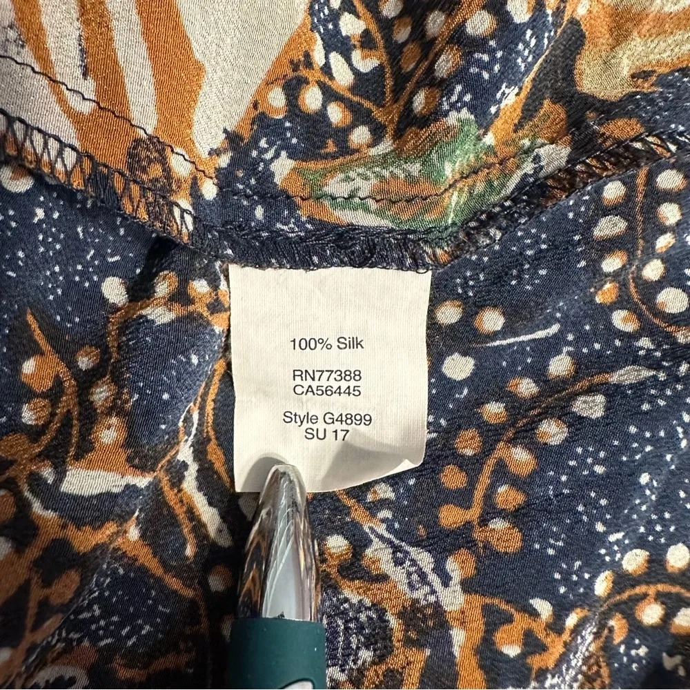 Madewell Silk Cold Shoulder Tie Tassel Straps Sea Floral Crop Top size Large - Image 11