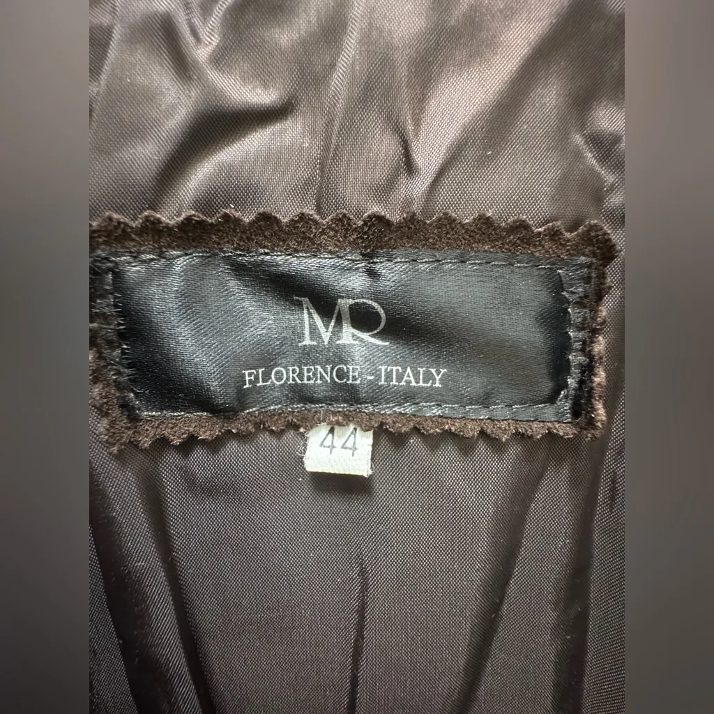 MR Florence Italy Chocolate Brown Real Suede Coat perfect! Size 44 made in Italy - Image 4