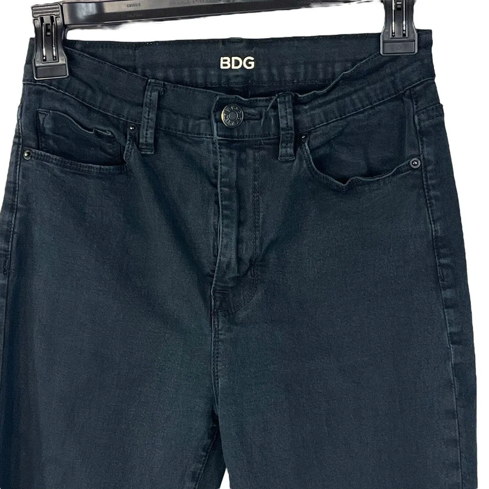 BDG SZ 27W 29L High-Rise Twig Ankle Jeans Stretch Pockets Distressed Black Wash - Image 2