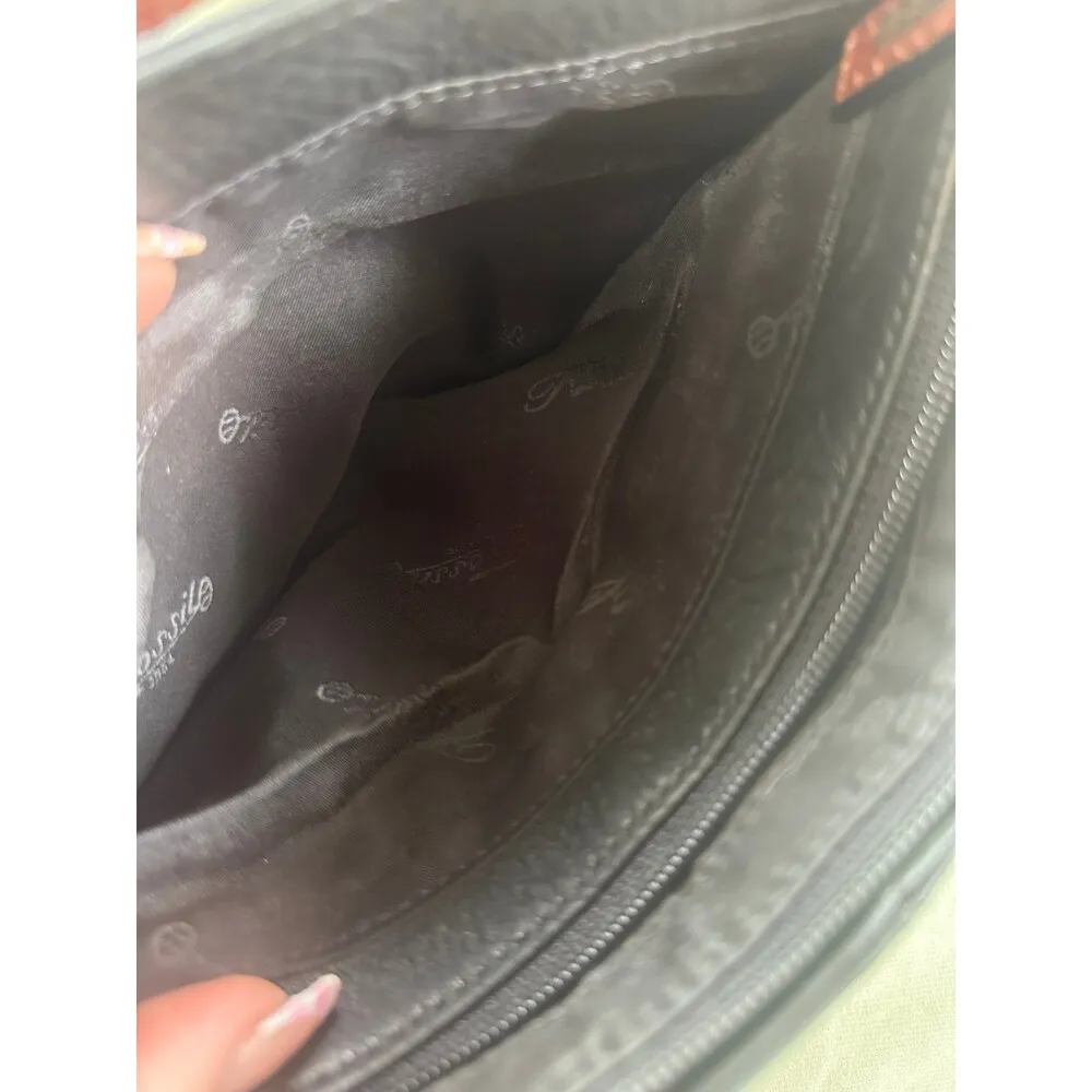 Fossil Y2K Vintage Coronado Stitch Pebbled Soft Leather Zipper Crossbody Bag - Image 7