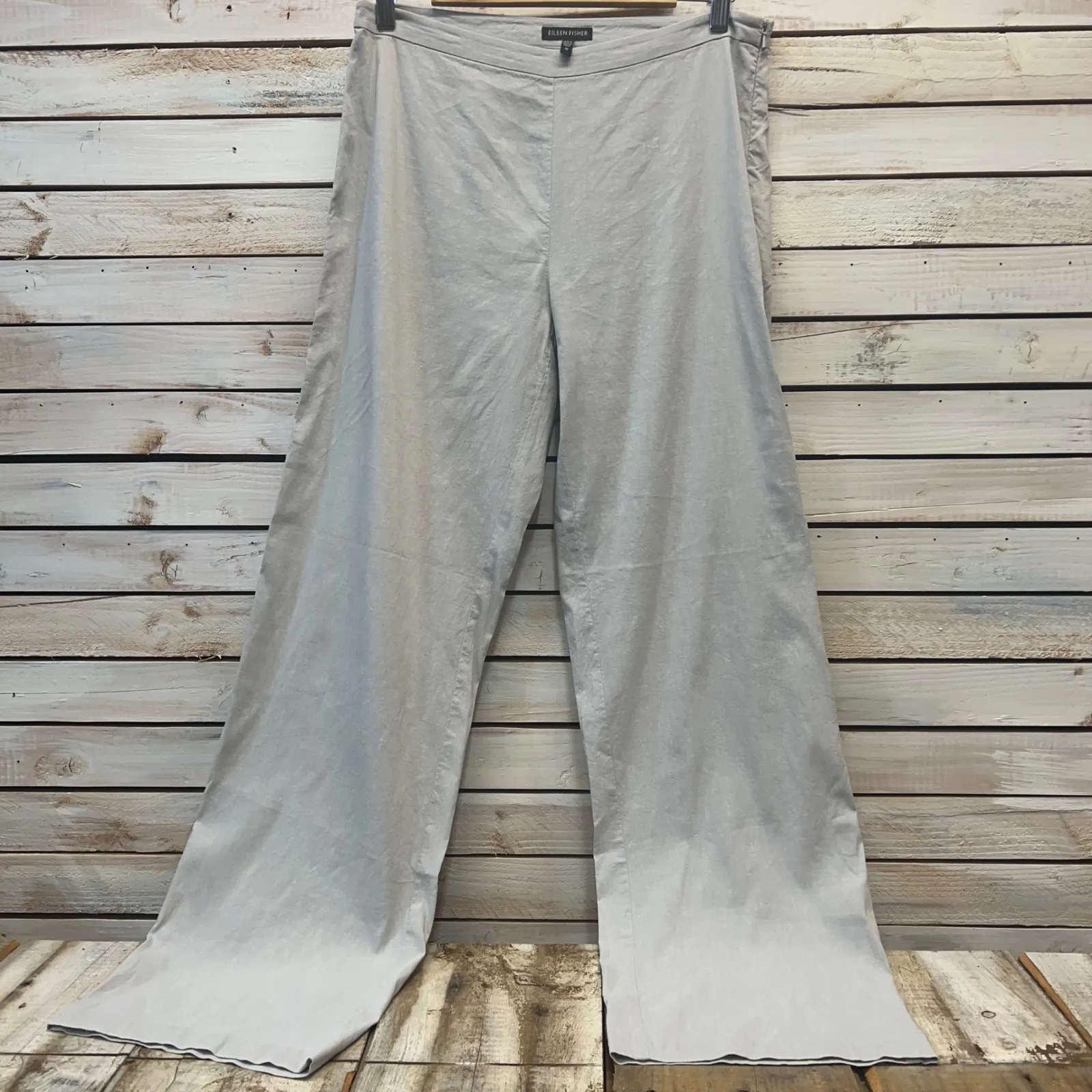 Eileen Fisher Gray Linen Blend Wide Leg Pants Minimalist Quiet Luxury Sz 10 - Image 3