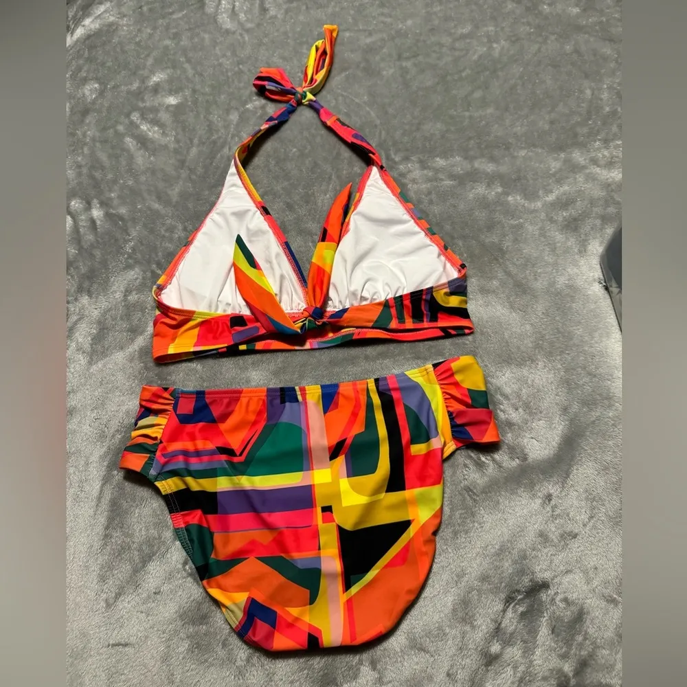 Colorful Geometric Bikini Set Red Size XL - Image 2