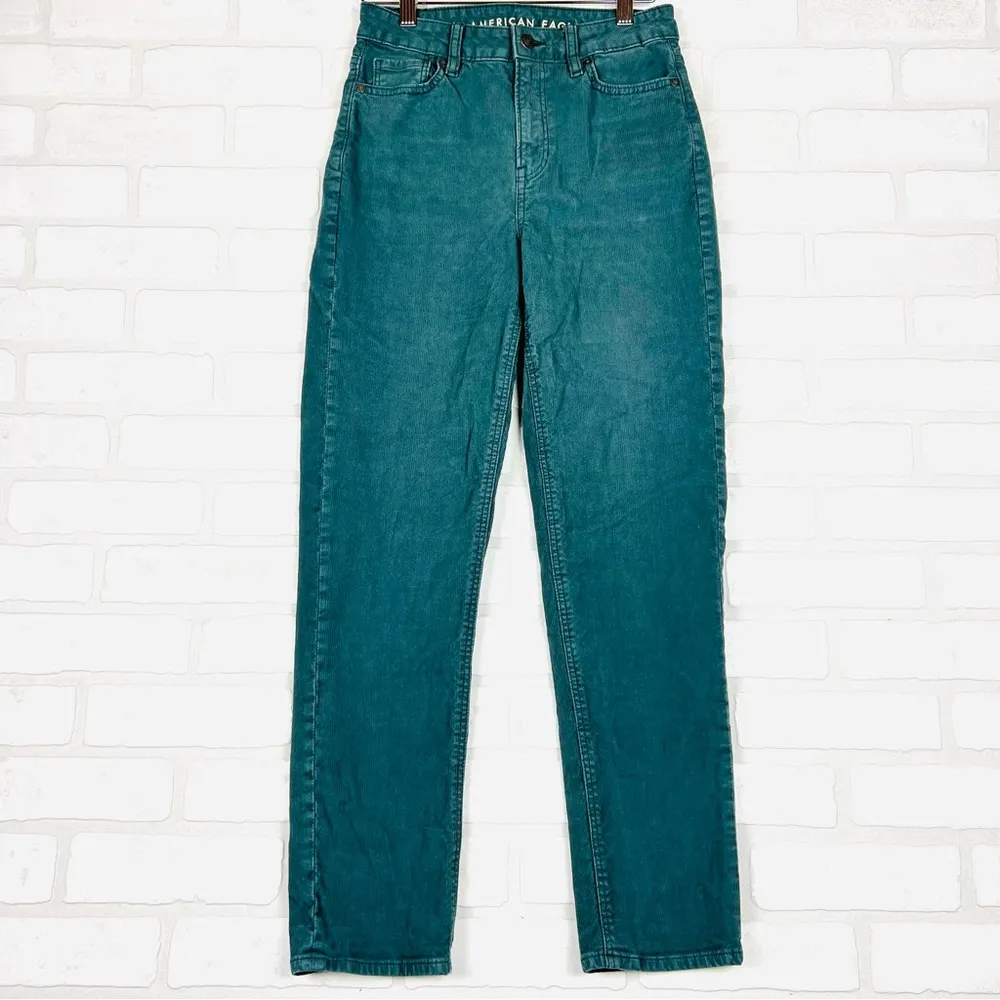American Eagle‎ Mom Straight Jean Teal Corduroy Stretch Women, Size 0 - Image 4