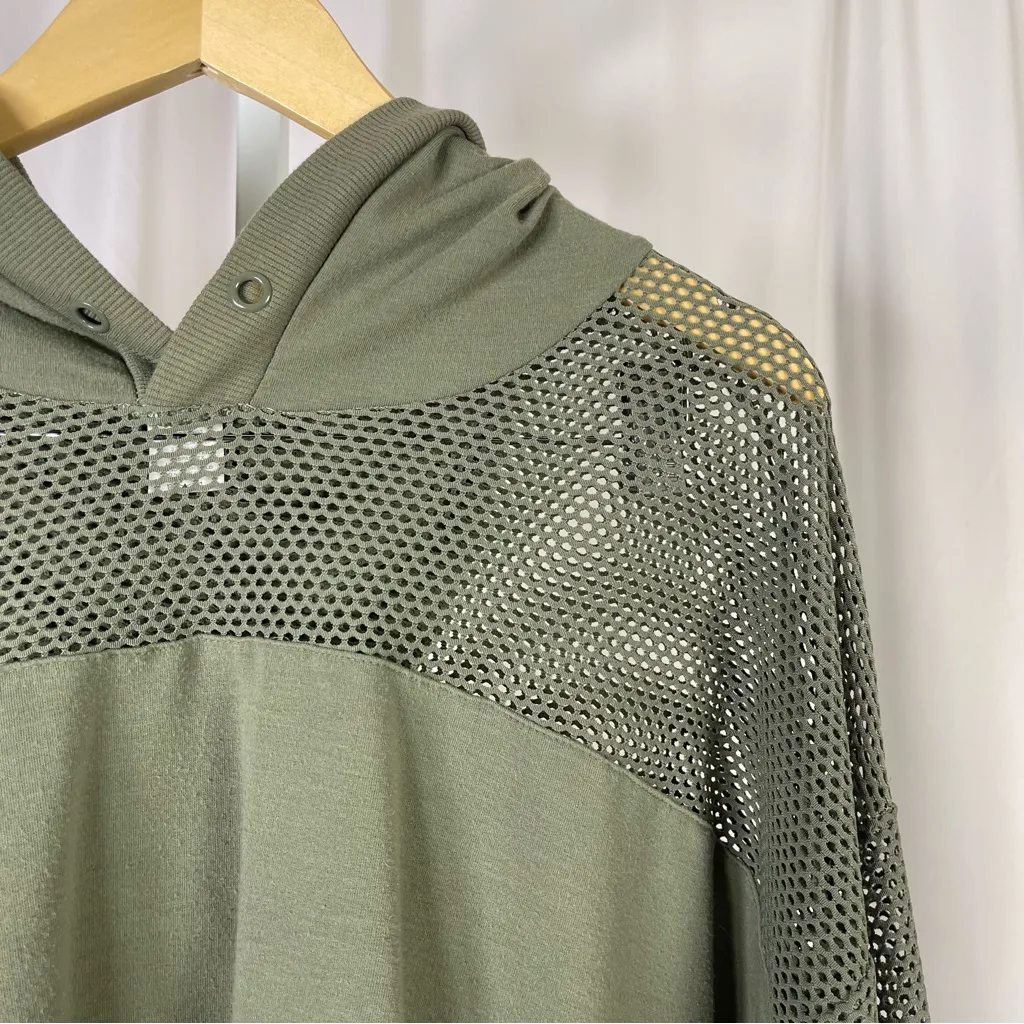 Cali Sport XL Mesh Workout Running Crop Hoodie Sweatshirt Hooded Gym Active Green - Image 5