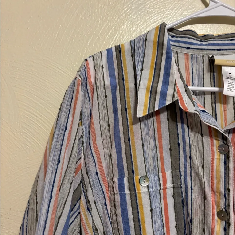 Alfred Dunner Women's Multicolor Striped Button Down Shirt - Image 5