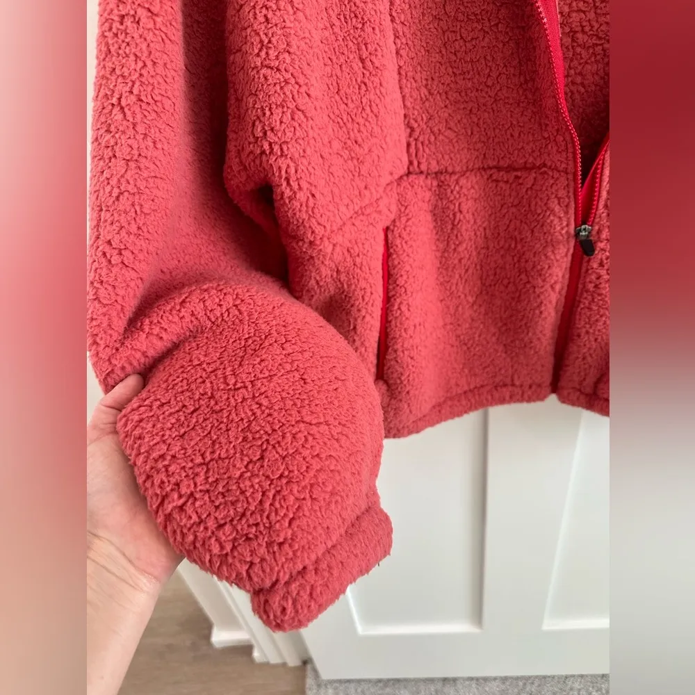 Zelos Sherpa Full Zip Jacket, Size L, Rose Rouge, super soft and cozy comfy - Image 6