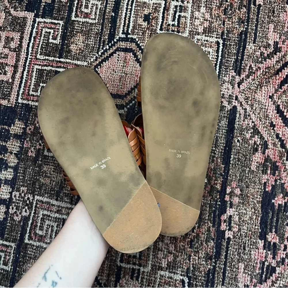 Intentionally Blank Brian Tan Brown Leather Slide Sandals 39 / US 8.5 - Image 9