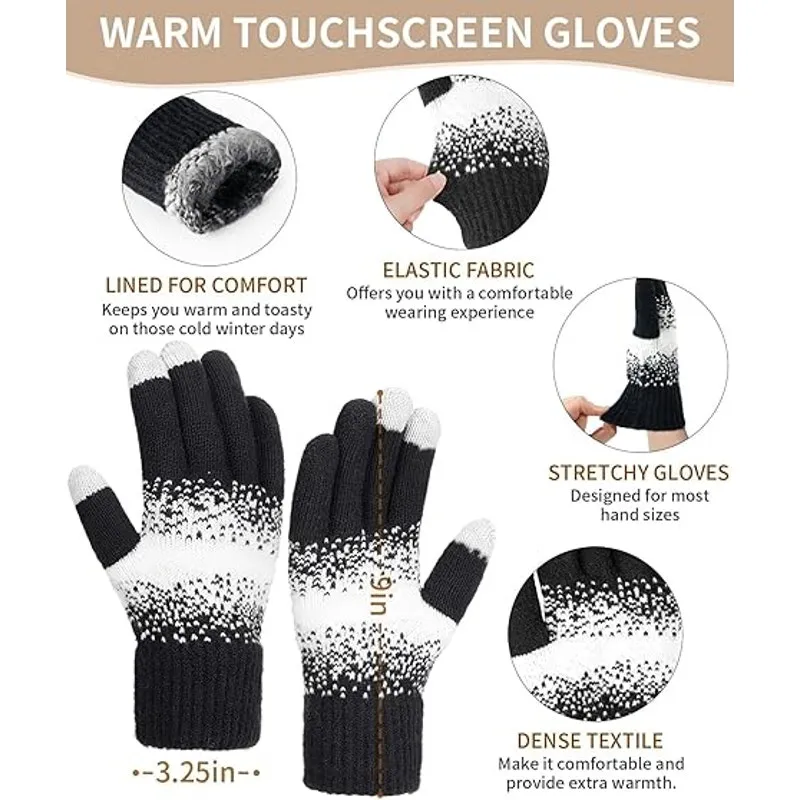 Remifa 3 In 1 Women's Winter Beanie Hat Scarf Gloves Set - Image 4