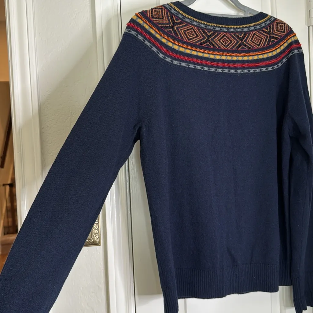 Lucky Brand y2k fair isle beaded wool blend cardigan sweater - Image 9