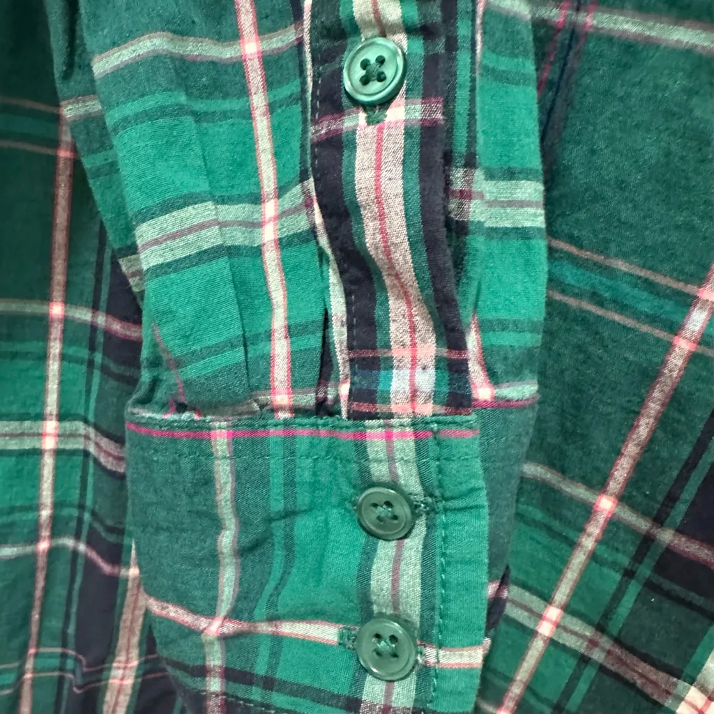 Crown & Ivy Long Sleeve Button Down Plaid Blouse Size XL - Image 4