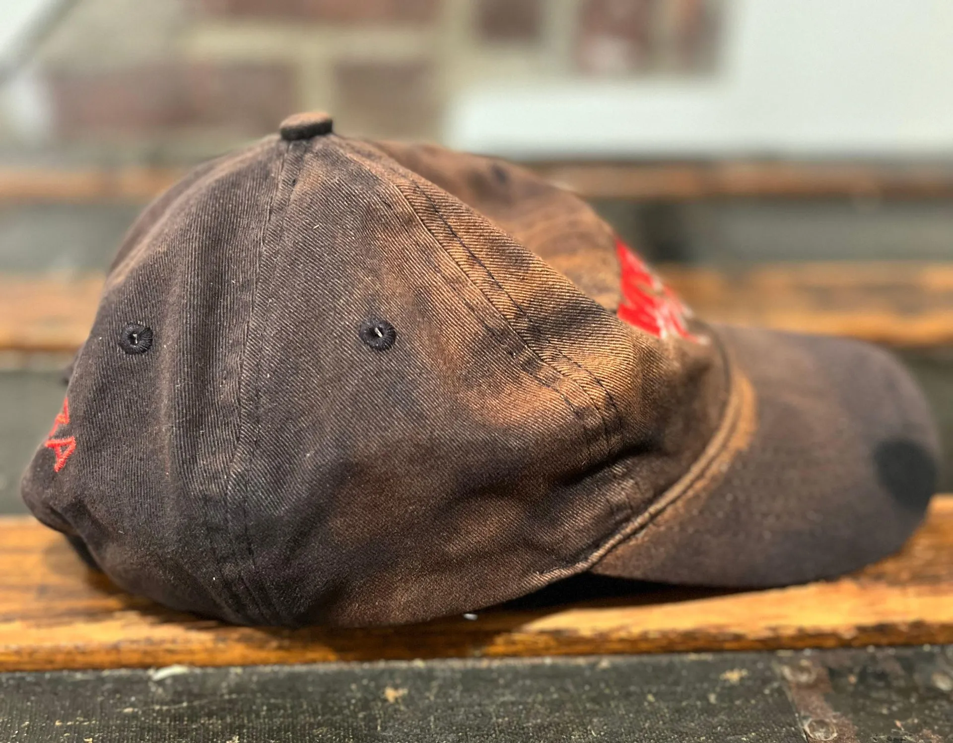 Vintage 80s Mystic Pizza Tie Dye Cap Brown - Image 4