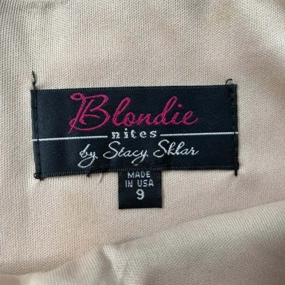 Blondie Nites by Stacy Sklar Formal Mini Dress 9 Black Nude Silver Sheer Sequins - Image 8