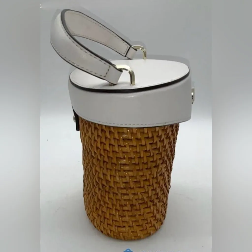 Kate♠️Spade White Mini Rose Rattan Bucket Bag - Image 4