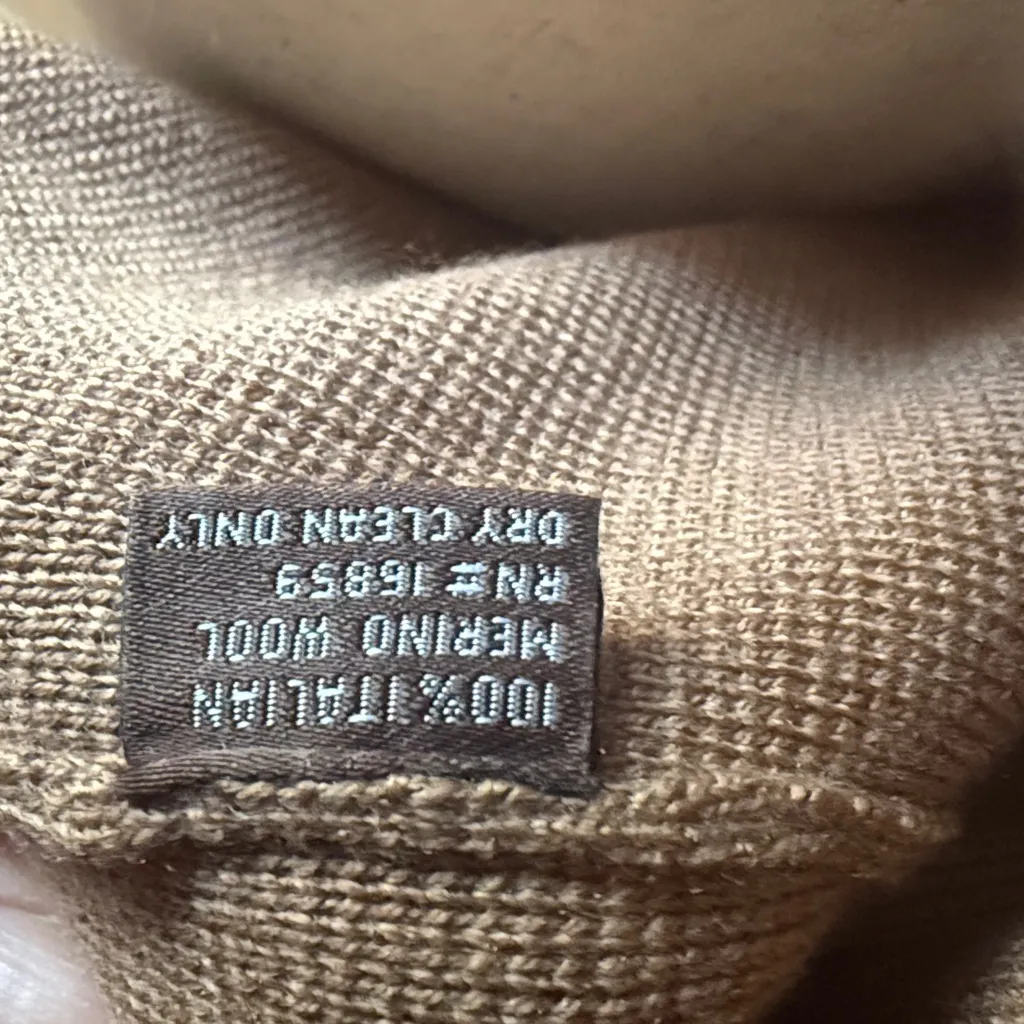 J. McLaughlin Brown Vest with Faux Leather trim Italian Merino Wool Large - Image 5