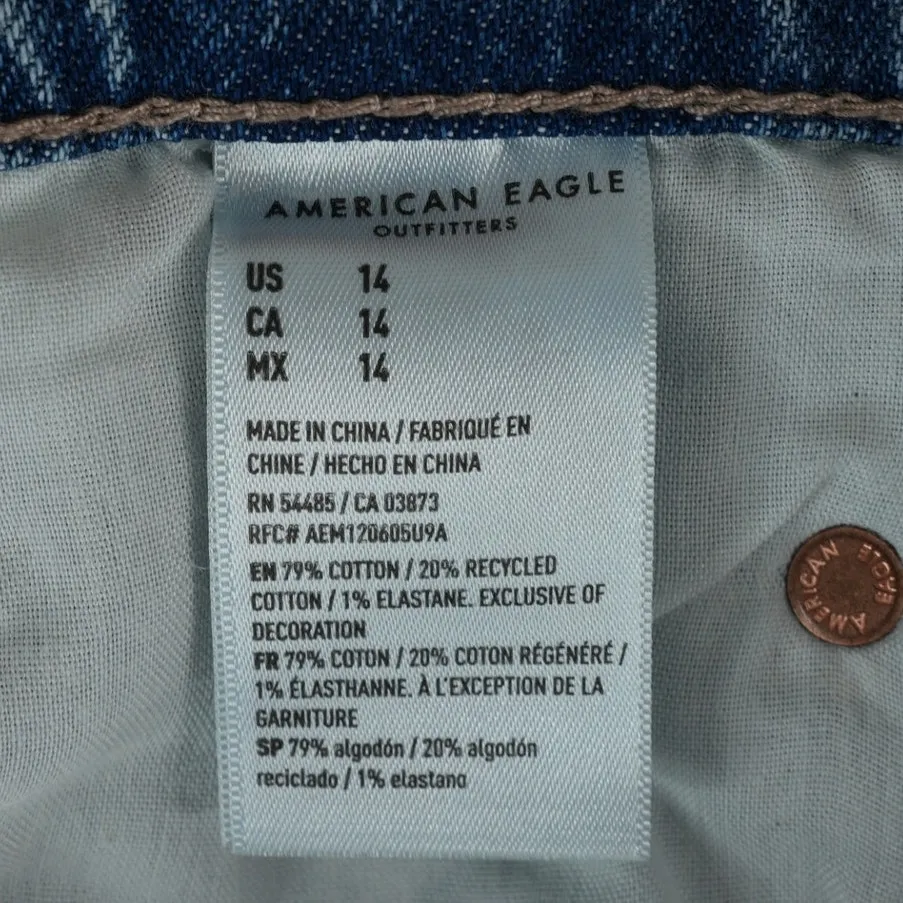 American Eagle Baggy Bermuda Shorts Jorts Womens 14 32W Blue High Rise Stretch - Image 5