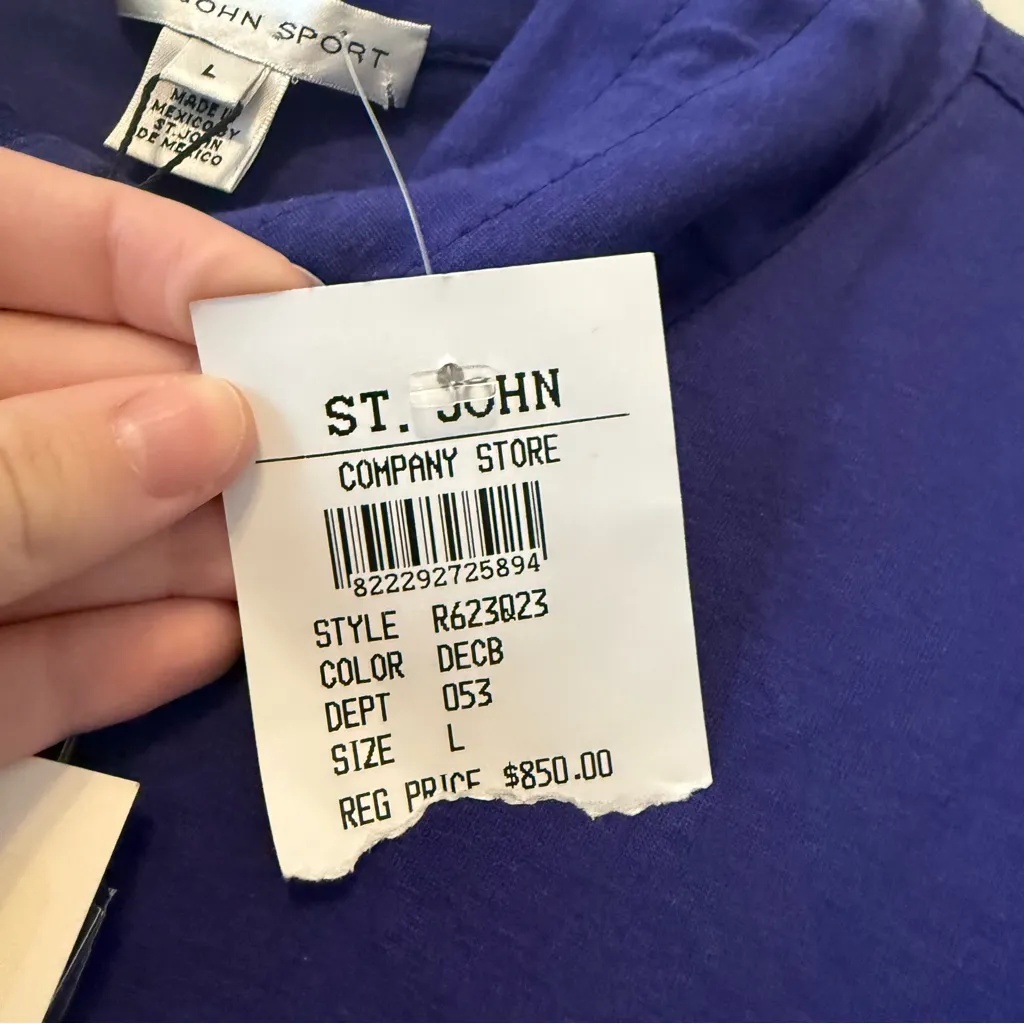 NWT St. John Sport Purple Deep Cobalt Zip Up Bejeweled Jacket Size Large - Image 8