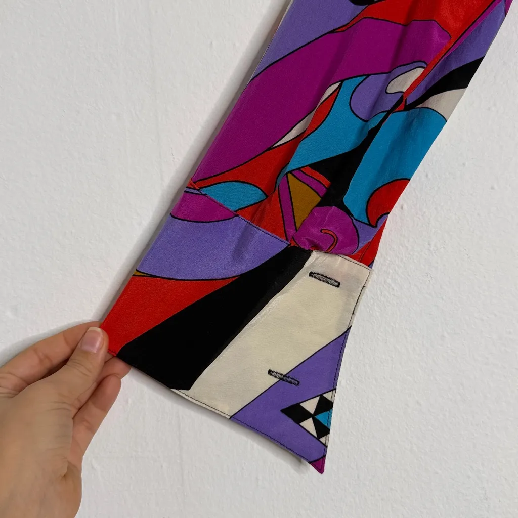 Vintage Silk Psychedelic Print Top - Image 7