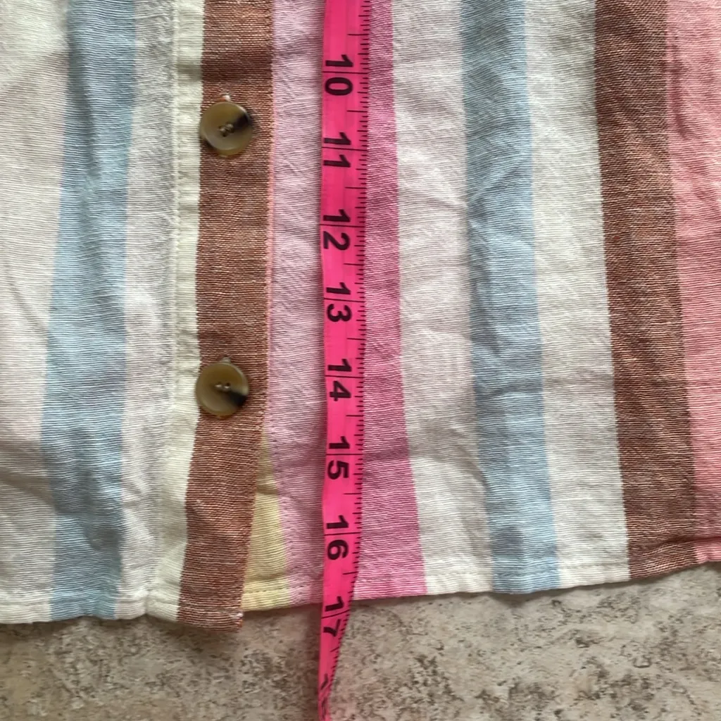 J. Crew Button Down Ruffle Sleeve Striped Linen Blend Top - Image 13