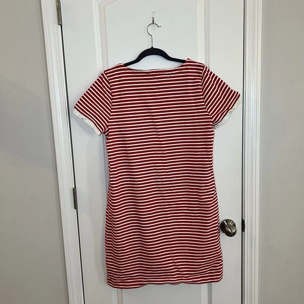 J Crew Dress Xl Striped Poplin Trimmed Dress Orange - Image 2