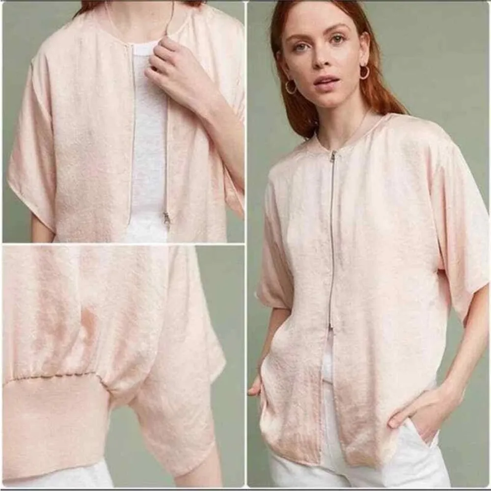 Hei Hei by Anthro. Tie-Front Zip Up Jacket Pink Sz Small - Image 10