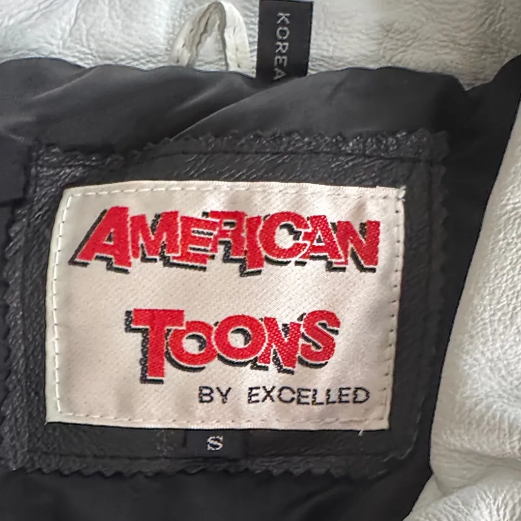 Rare Vintage 1996 USA Atlanta Olympics American Toons by Excelled Leather Jacket Black - Image 2