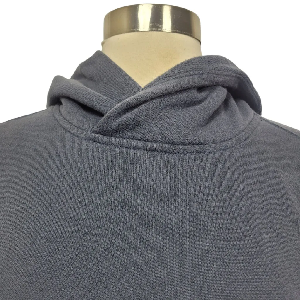 Abercrombie & Fitch Navy Blue Hoodie Sweatshirt XS Cropped Fit Striped Sleeve - Image 3